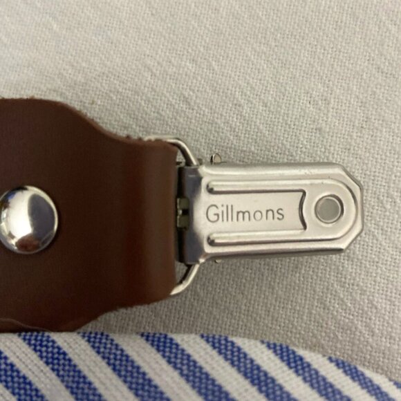 Gillmons Suspenders Men Adjustable Blue White Striped 1.25" Preppy Clips - Picture 4 of 4